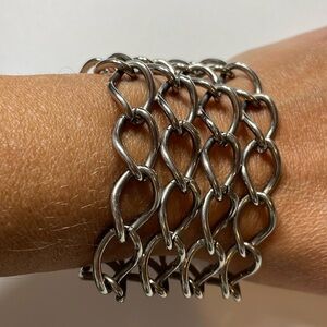 Vintage dark steel, wide chain bracelet